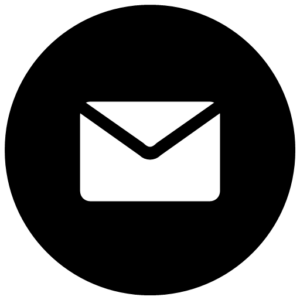 White Mail Icon with Round Black Background